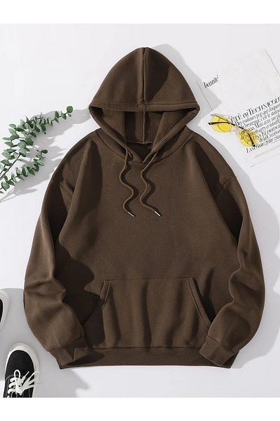 DAXİS Sportwear Company Καφέ φούτερ Unisex με κουκούλα oversize