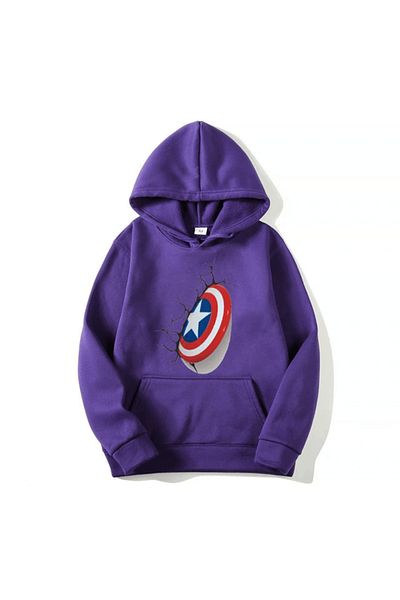 MAGORS STIL-X CAPTAIN AMERICA PRINT OVERSIZE, ΒΑΜΒΑΚΙ, ΦΟΥΤΕΡ UNISEX ΜΕ ΚΟΥΚΟΥΛΑ, CAPTAIN AMERICA