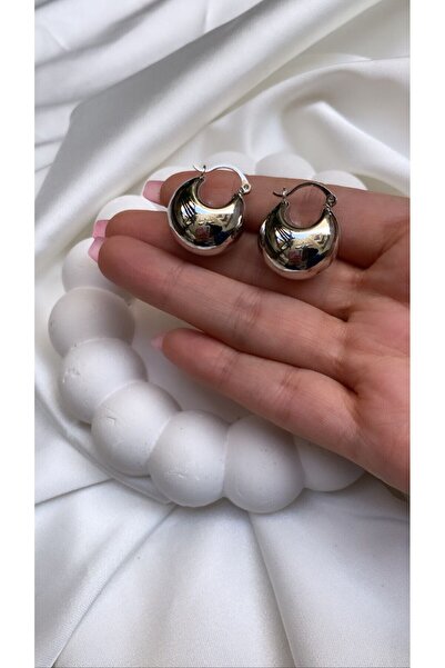 Accessories Gümüş Renk Kalın Halka Küpe