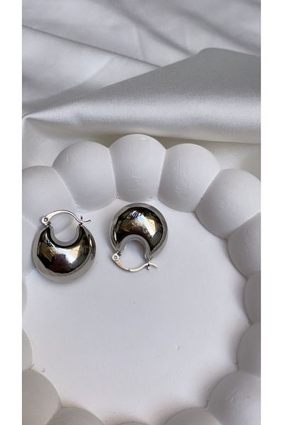 Accessories Thick Hoop - Silver Colored Earrings