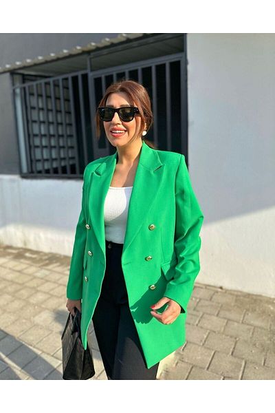 PARKDERİN Jachetă de mărime mare, lungă, de culoare verde, cu nasturi aurii