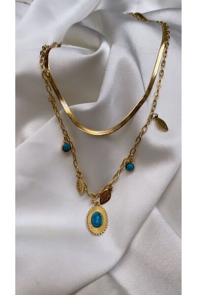 Accessories Gold Renk İkili Çelik Kolye