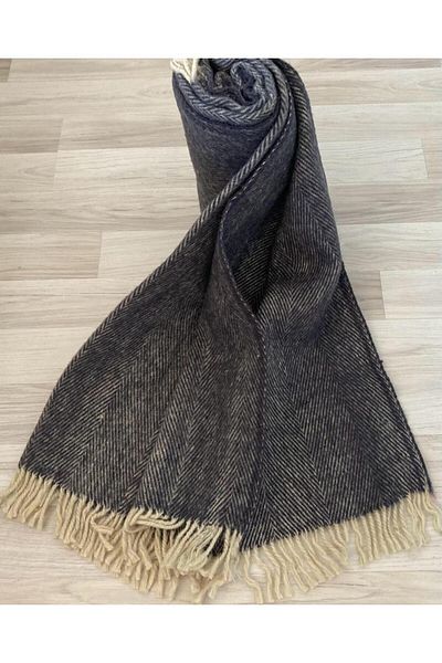 GENÇEV HOME COLLECTİONS 100% Pure Wool Scotch Knee Pad - TV Blanket 130x170 Wool Blanket Navy Blue - 100% Pure Wool - Wool