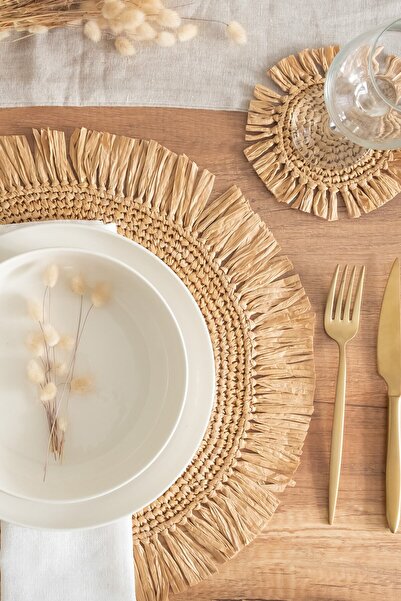 DECORDEM Rofie Rafya 2'li Supla, Amerikan Servisi, Dekoratif Altlık, Handmade...