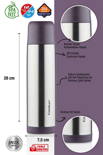 Wonder 0.75 Ml Double Layer Stainless Steel 750 Ml Thermos (Tea Coffee Picnic Camping Outdoor Office Hotel Cafe School)