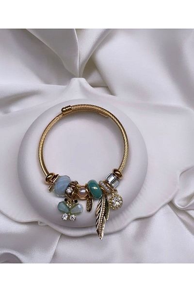 Accessories Charmed Butterfly Patterned Steel Bracelet
