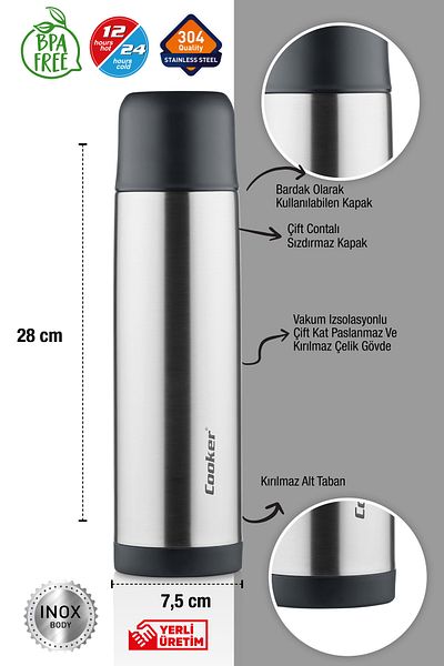 Wonder 0.75 Ml Double Layer Stainless Steel 750 Ml Thermos (Tea Coffee Picnic Camping Outdoor Office Hotel Cafe School)