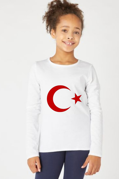 Nacar 23 Nisan Ay Yıldızlı Türk Bayraklı Unisex Çocuk Kısa Kollu Tshirt 0-24
