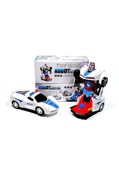 Numaca Oyuncak Pilli Hareket Eden Robota Dönüşen Işıklı Sesli Polis Robot Arabası Otomatik Robota Dönüşen