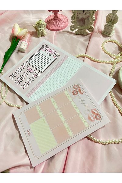 merccuri crafts Set of 2 glue a4-a5 notepad planner notebook coquette