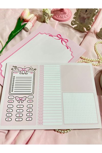 merccuri crafts Set of 2 glue a4-a4 notepad planner notebook coquette cottagecore