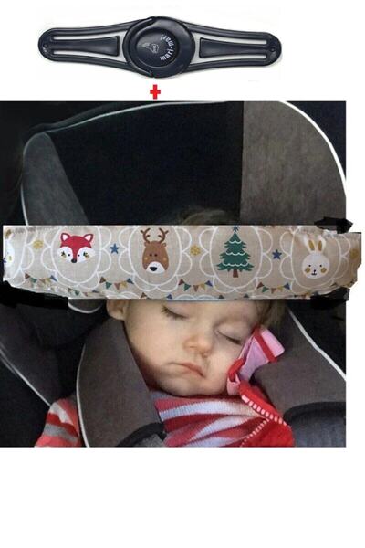 marimari 2 in 1 100% Cotton Car Seat Head Support Fixing and Car Seat Belt Clip