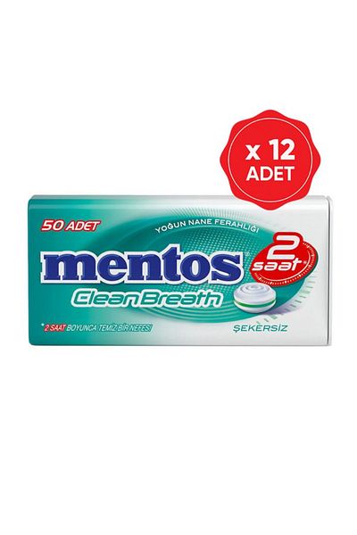 Mentos علبة حلوى من كلين بريث بنكهة النعناع المكثف 35 جرام × 12 قطعة