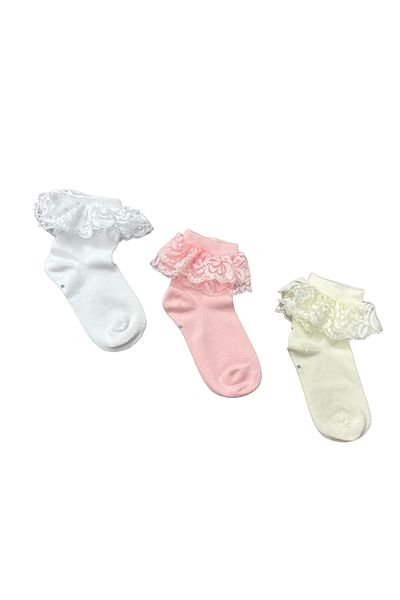 YAADE 6 PAIRS OF NOSE SEAMLESS CHILDREN'S SOCKS WITH SOFT LACE