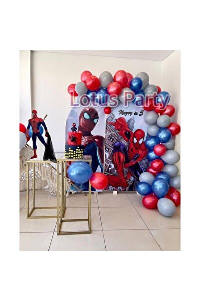 LOTUS PARTY 100 Pieces - Spiderman Themed Balloon Chain Set (Navy Blue - Red ...