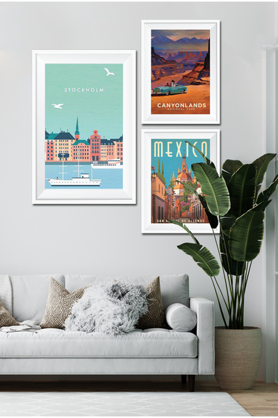 Cadran Parçalı Çerçeve Görünümlü Mdf Tablo Seti DNS