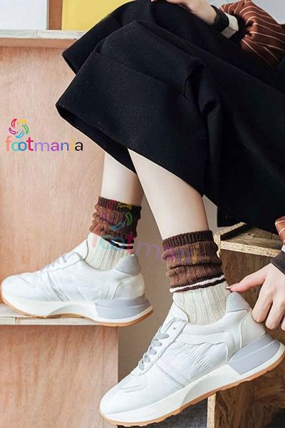 footmania Комплект от 5" зимни дамски вълнени чорапи за сън, цветни, меки, с каишка Footcolorful1223