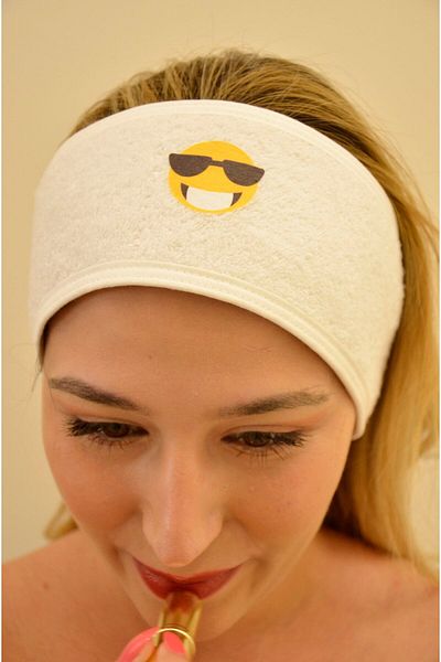 Esdense عصابة رأس من Emoji Towel Hair Band من القطن العادي مع شريط فيلكرو رياضي، عصابة رأس قناع، عصابة رأس للعرق