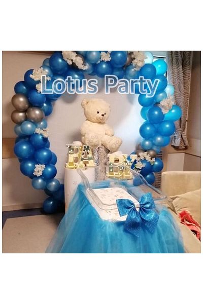 LOTUS PARTY 50 Pieces - Hospital Room Decoration Balloon Chain Set ( Navy Blue - Silver - Blue Balloon )