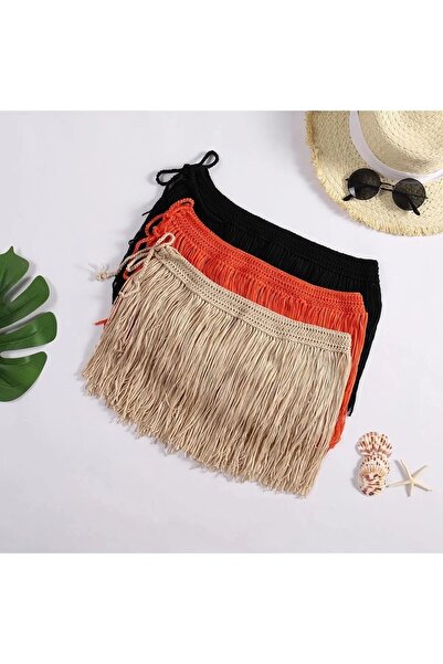 pistore Κρεμ φούντα πλεκτή φούστα Pareo με βελονάκι