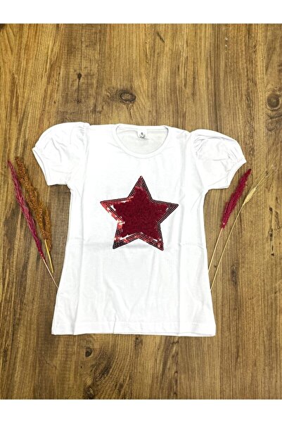 Nacar 23 Nisan Kız Yıldızlı Pullu Tişört Gösteri Kıyafeti 0-24
