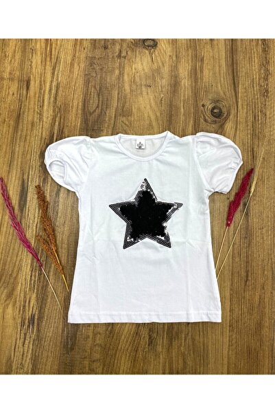 Nacar Kız Yıldızlı Pullu Tişört 23 Nisan 18 Mart 29 Ekim Gösteri Kıyafeti