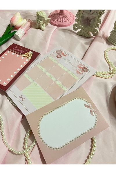 merccuri crafts Set of 3 notepad planner notebook with glue a5-a6-a6 coquette