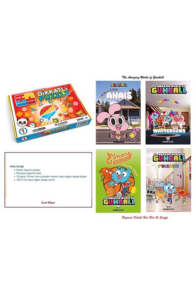 Adeda Yayıncılık Over 7 Years Old Careful Puzzle and The Amazing World of Gumball Carton Network 4 Coloring Books