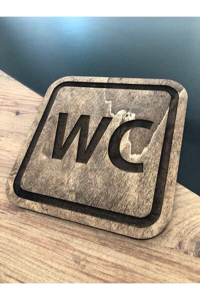 Sticker Sepetim Wc Kapı Tabelası Tuvalet Ahşap Oyma, Kabartma Duvar Dekoru