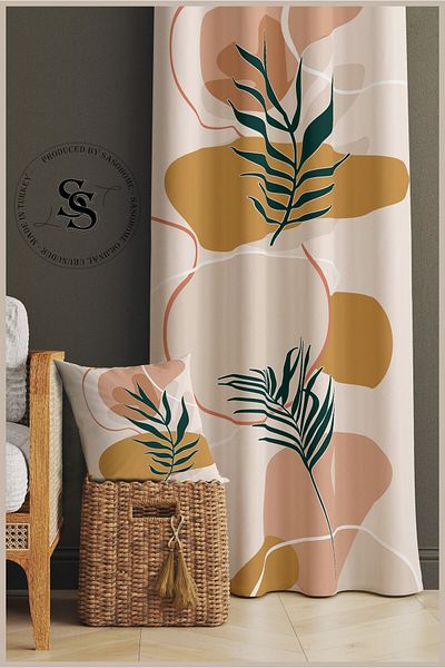 SasoHome Wild Leaves Tropical Pattern Velvet 140 X 270 cm Ποιότητα - Ψηφιακή τυπωμένη κουρτίνα φόντου