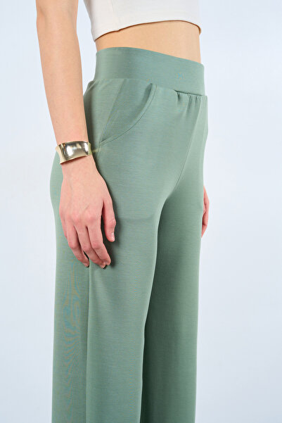 LOOSH Kadın Çağla Yeşili Yüksek Bel Culotte Pantolon (Modal)