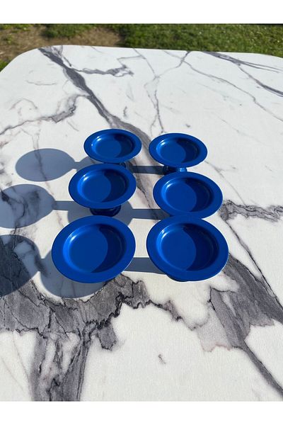 Aslı Hediyelik 6-Piece Blue Coffee Side Turkish Delight Bowl, Macaron Bowl, Sugar Bowl, Presentation, Coffee, Catering, Groom's Coffee Presentation
