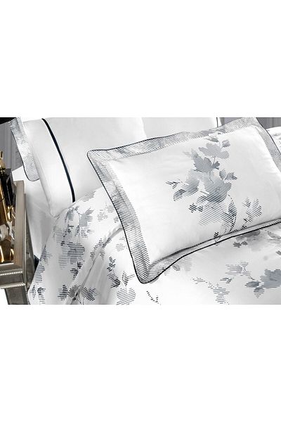Silkarea Florentina 100% Cotton Satin Duvet Cover Set – Double, Elastic, White-Black Patterned