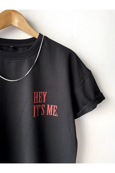 NETTENSTORE تي شيرت رجالي كبير الحجم برقبة دائرية - مطبوع عليه "Hey It's Me"