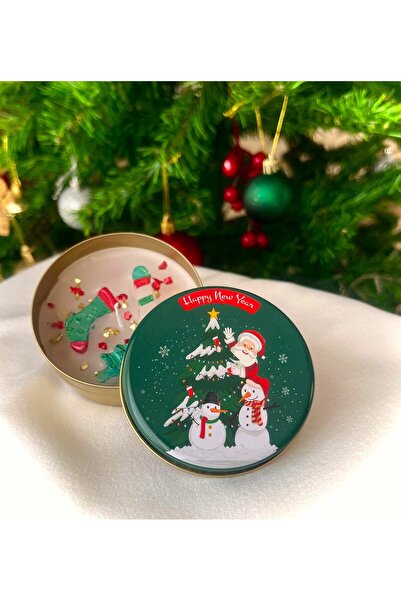 AtelierTimeFlies Kardan Adam Happy New Year Metal Kutulu Tasarım Yılbaşı Mumu