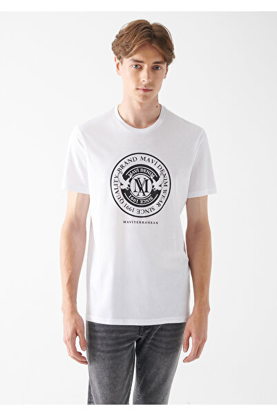 Mavi Λογότυπο Λευκό T-Shirt Slim Fit / Slim Fit 065168-620