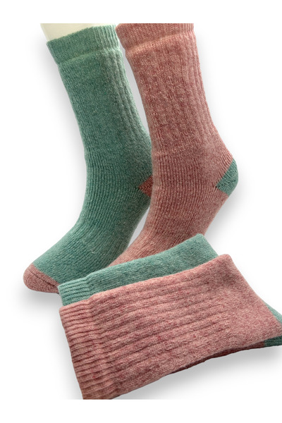 CİHO SOCKS Premium 2 Çift Kadın Alpaka Yünlü Yumuşak Yıkamalı Norveç Tipli Termal Soket Çorap