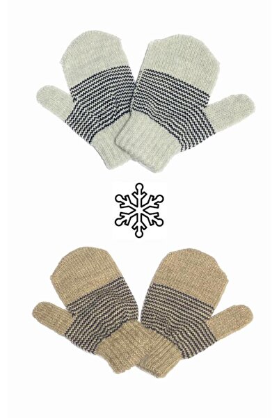 Lumos Trade Striped Soft Knitwear Snow Gloves for 3-6 Years Old Children - Pa...