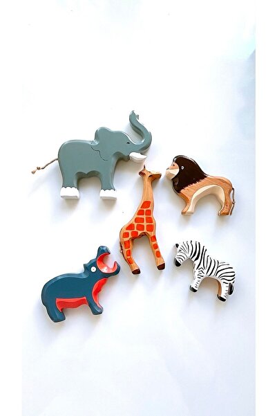 BİLMİŞ ÇOCUK مجموعة لعب السفاري الأفريقي للحيوانات الخشبية من والدورف