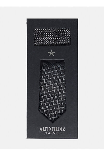 ALTINYILDIZ CLASSICS Altınyıldız Classics Siyah - Gri Erkek Kravat Mendil Tk ...