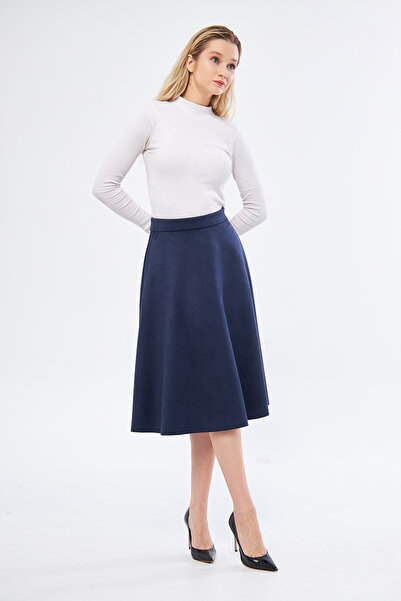 modabirsen Замшева спідниця міді Klos темно-синього кольору