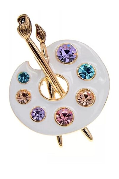 Esra Pamir Beyaz Resim Paleti Broş Ve Kolye Ucu