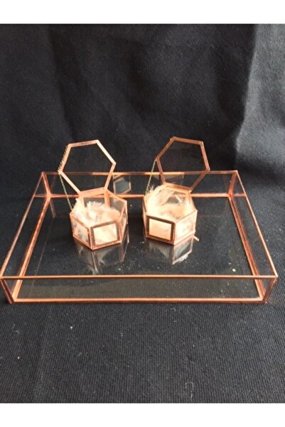 GÜVEN Nişan Söz Tepsisi Yüzük Kutulu Set 30x20x5 cm