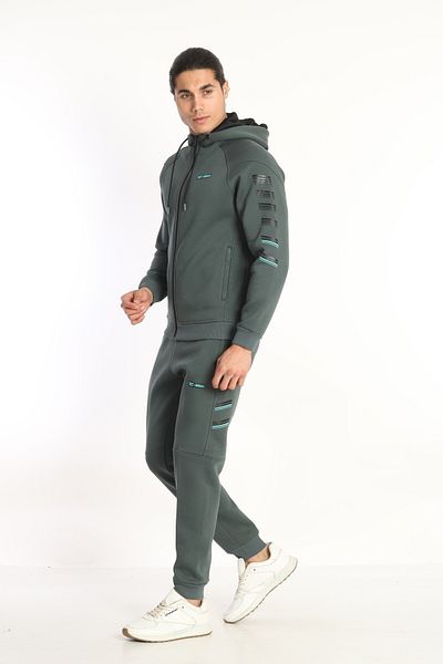 NEED LİFE Men's Petrol Winter Cotton Print Detailed Tracksuit Set