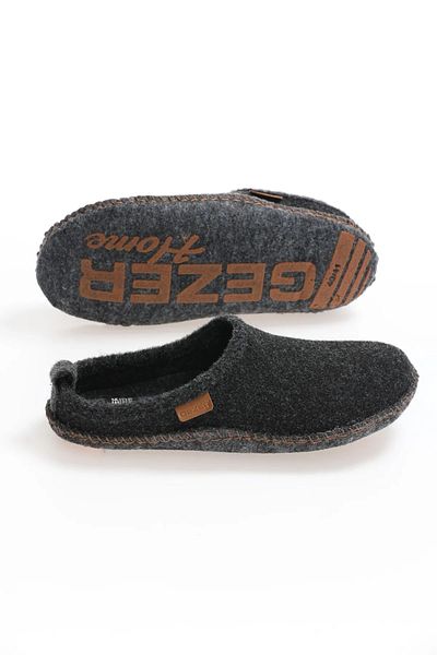 GEZER Black Men's Wool Felt Non-Slip Silent Sole Very Light Soft Winter House Slippers