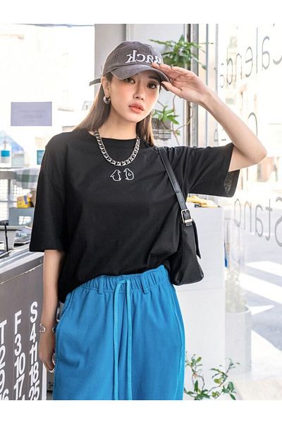 AFROGİYİM Μπλουζάκι Unisex Minimalist Duck Printed Oversize