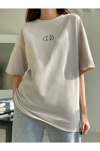 AFROGİYİM Μπλουζάκι Unisex Minimalist Duck Printed Oversize