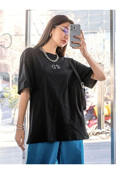 AFROGİYİM Μπλουζάκι Unisex Minimalist Duck Printed Oversize