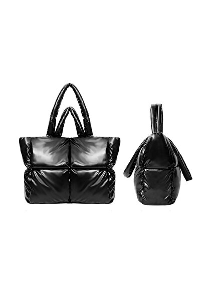 Woys Bags Geantă de umăr pentru femei Puf gonflabil matlasat negru