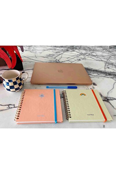 RUNOTE 15x15 Cm Kare 2'li Set Spiralli Çizgili, Noktalı Ve Kareli Tarihsiz No...